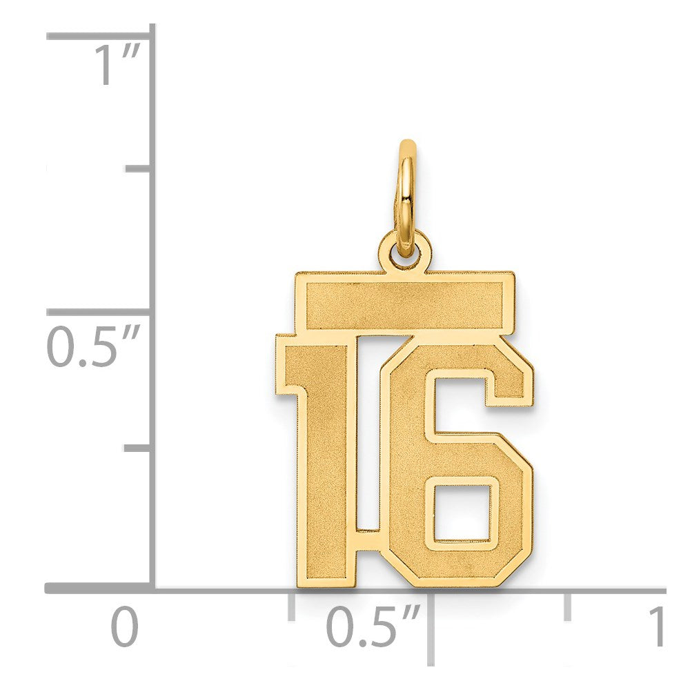 14k Small Satin Number 16 Charm