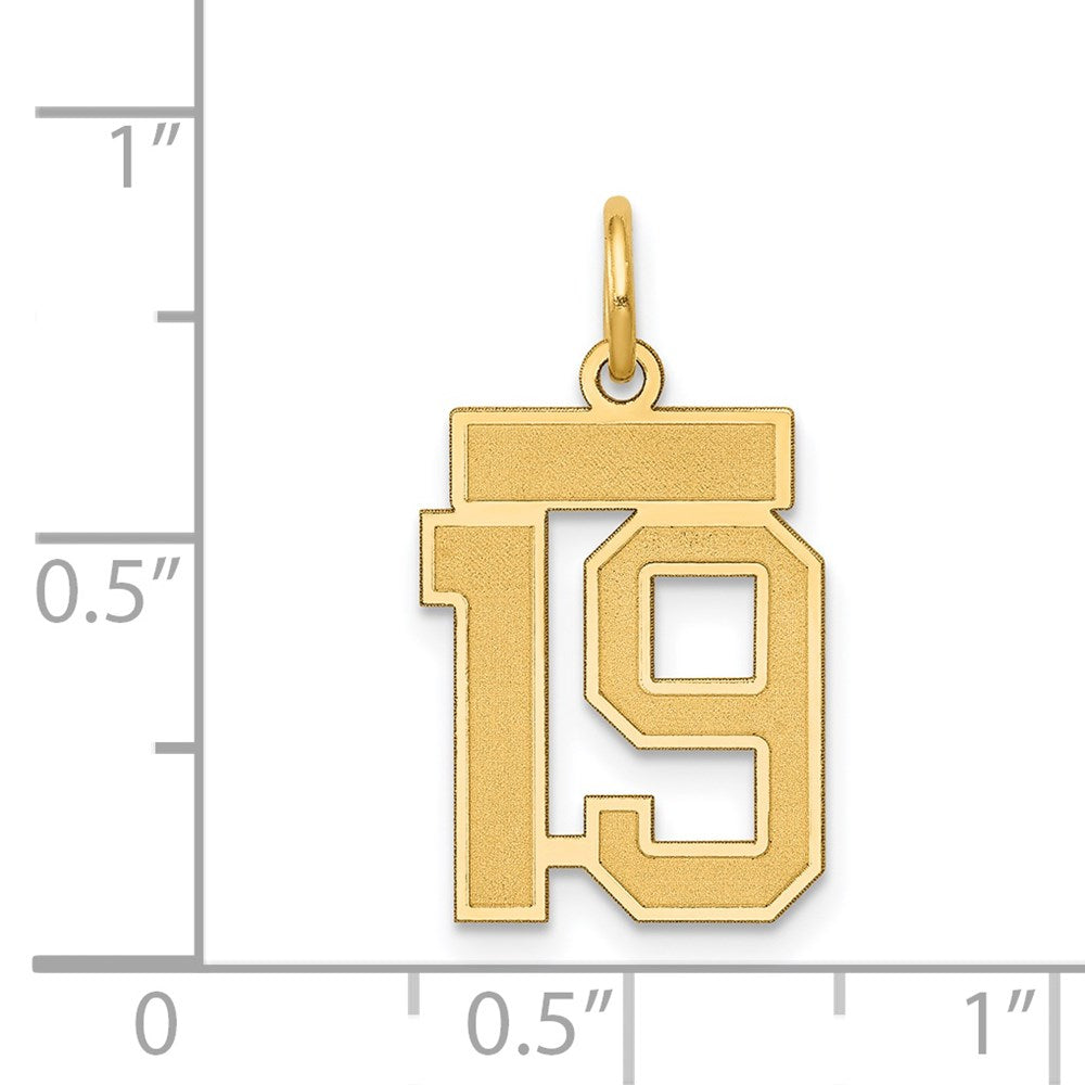 14k Small Satin Number 19 Charm