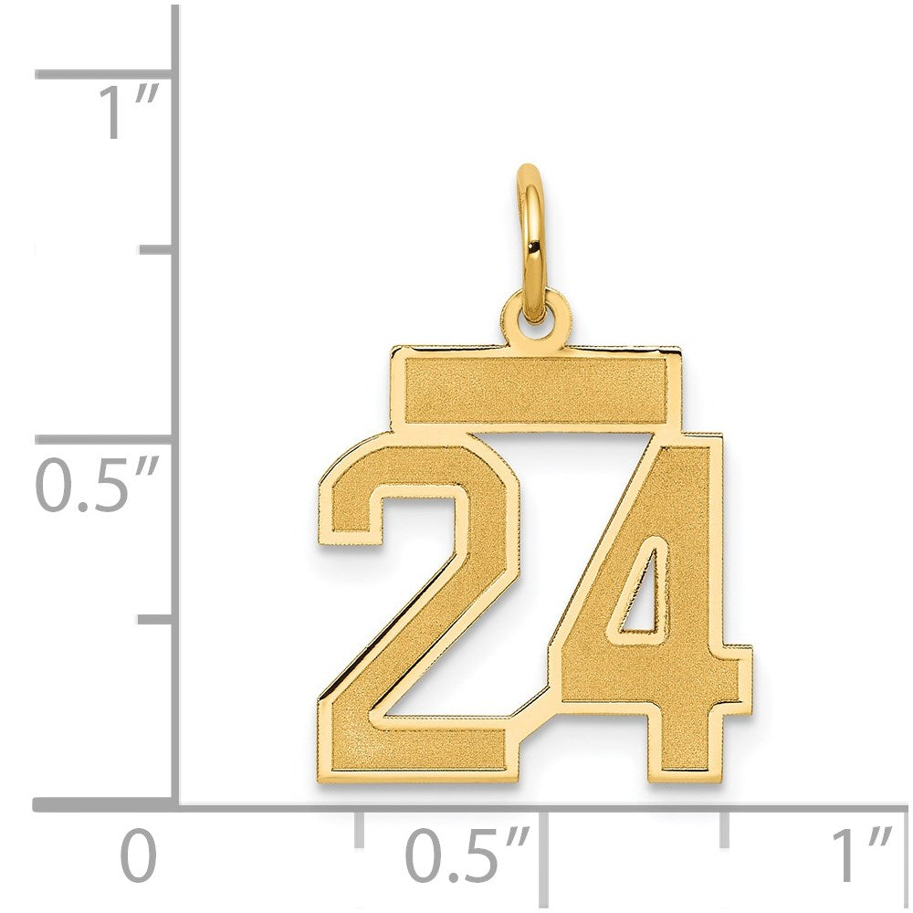 14k Small Satin Number 24 Charm
