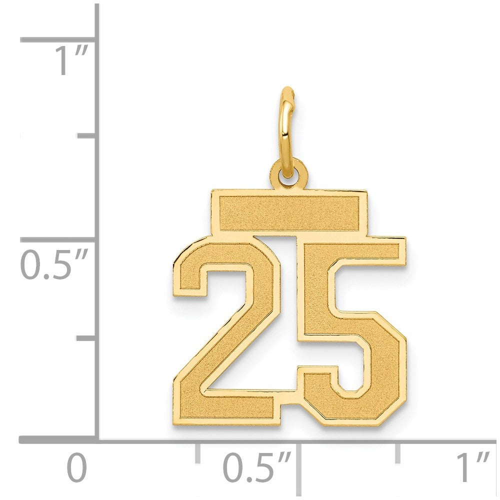 14k Small Satin Number 25 Charm