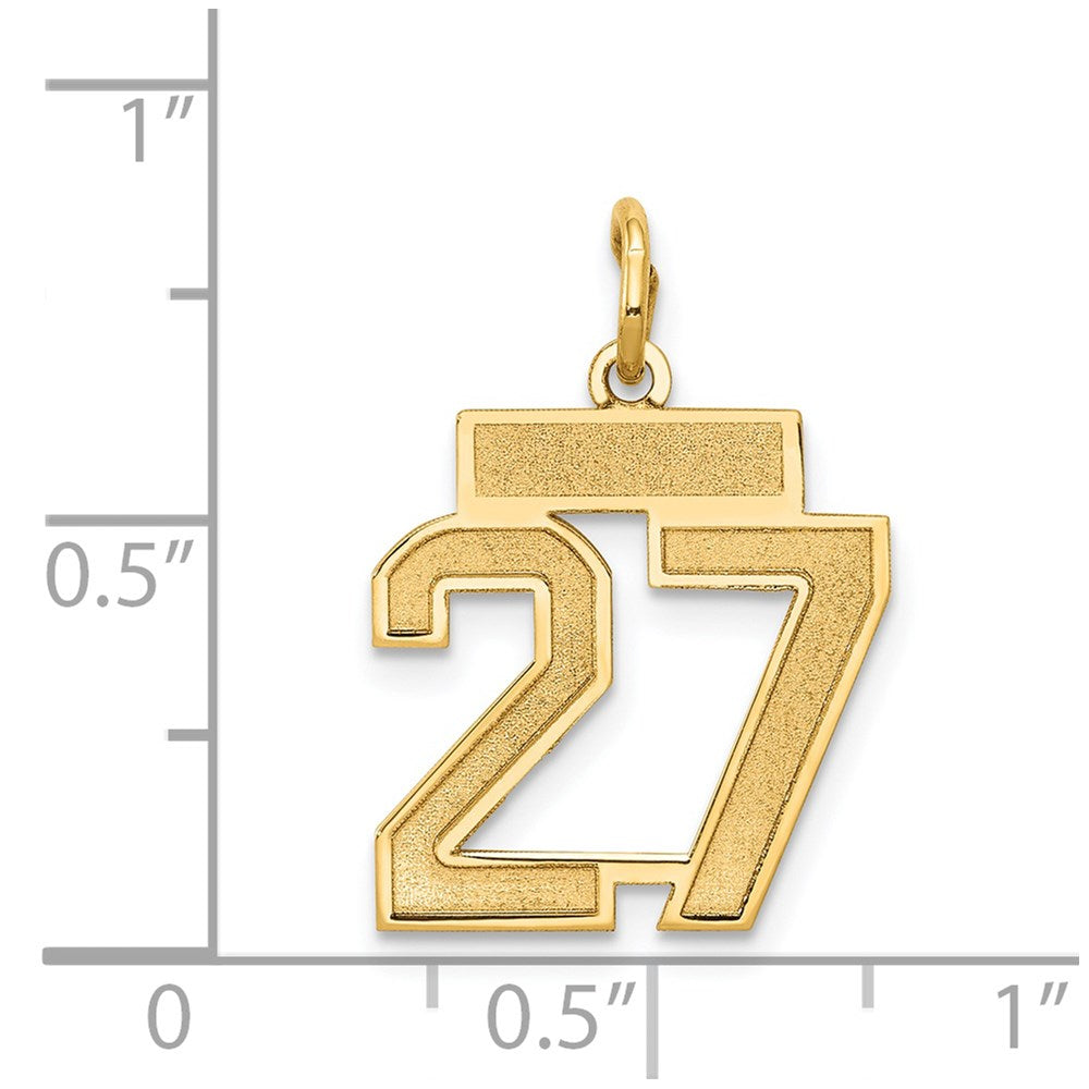 14k Small Satin Number 27 Charm