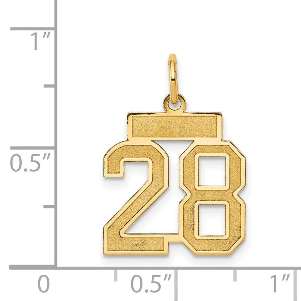 14k Small Satin Number 28 Charm