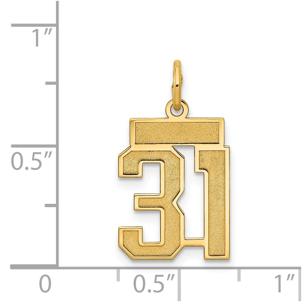 14k Small Satin Number 31 Charm