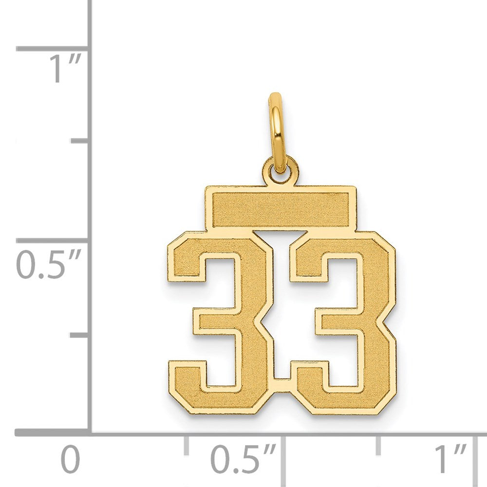 14k Small Satin Number 33 Charm