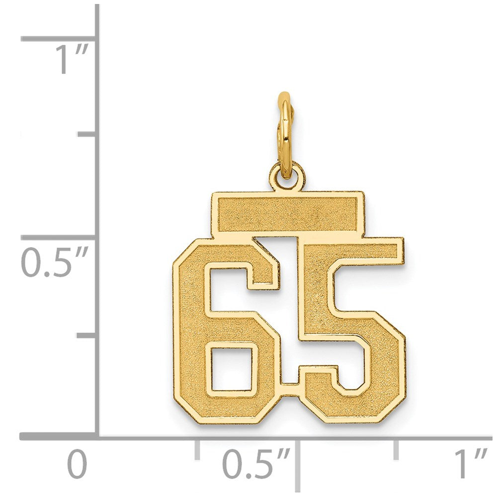 14k Small Satin Number 65 Charm