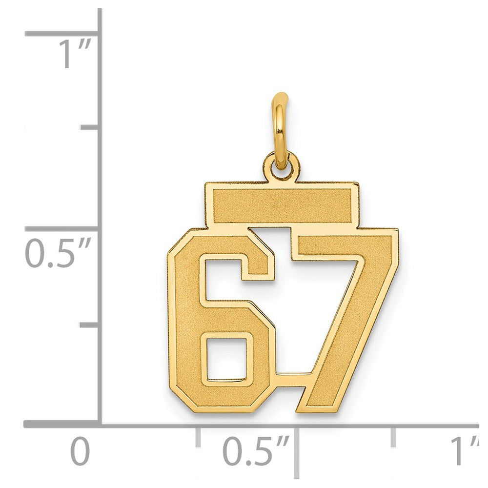 14k Small Satin Number 67 Charm