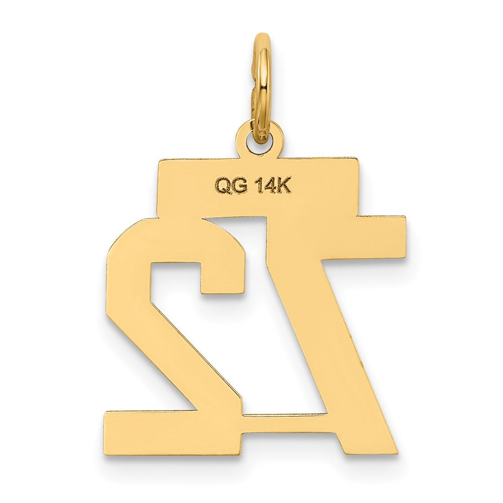 14k Small Satin Number 72 Charm