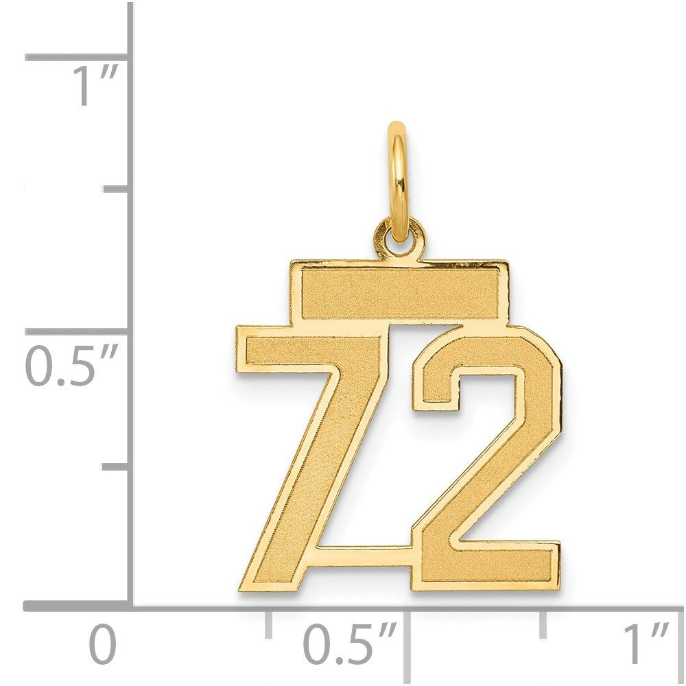 14k Small Satin Number 72 Charm