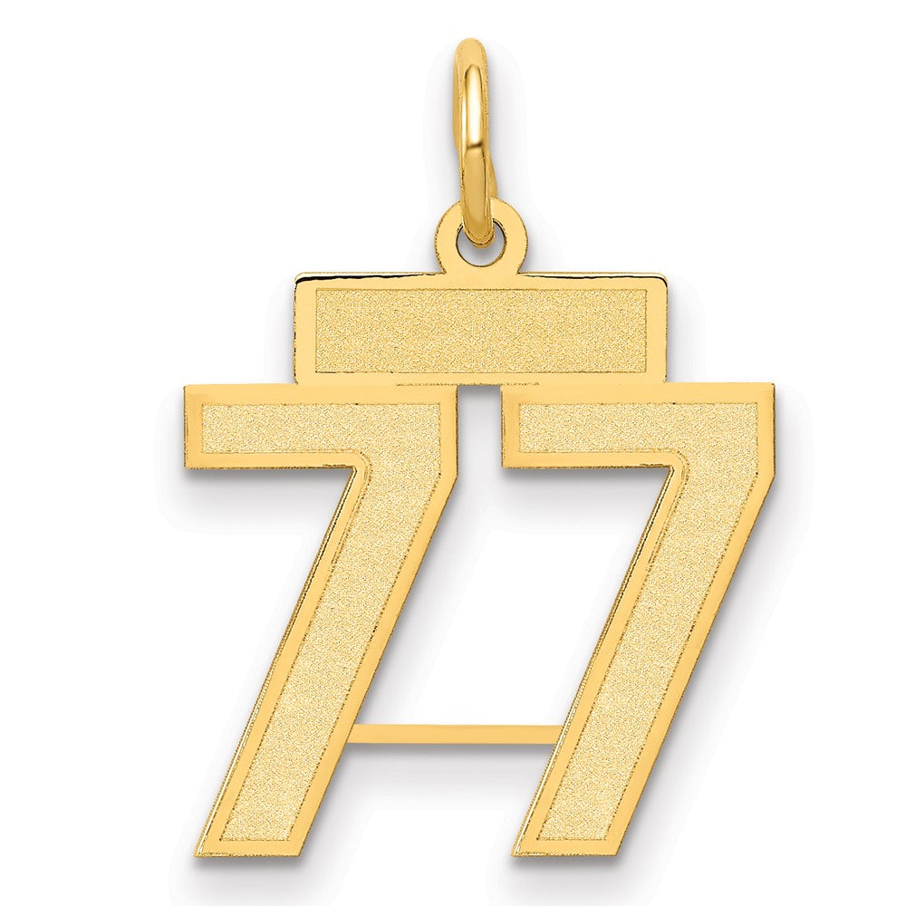14k Small Satin Number 77 Charm