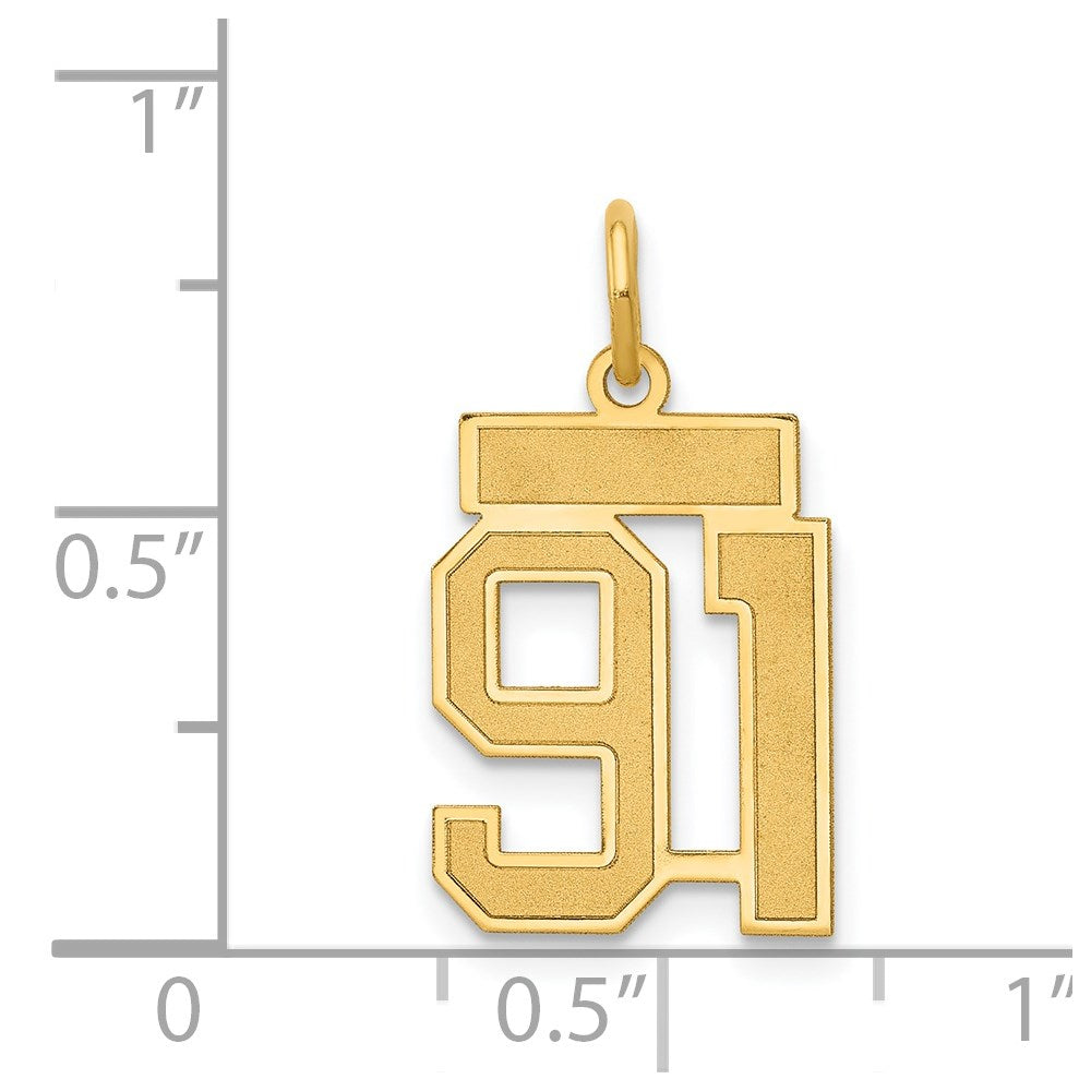 14k Small Satin Number 91 Charm