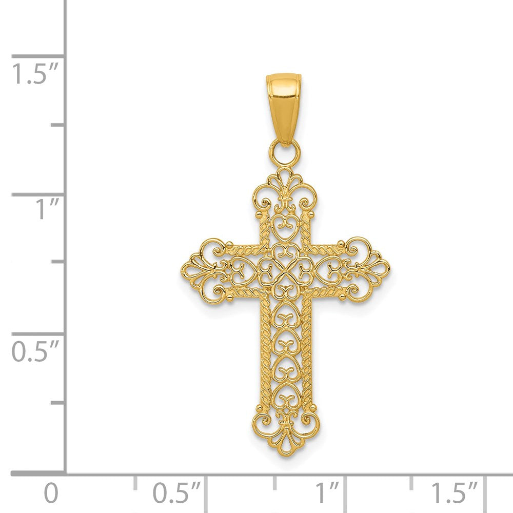 14k Fleur De Lis Cross Charm