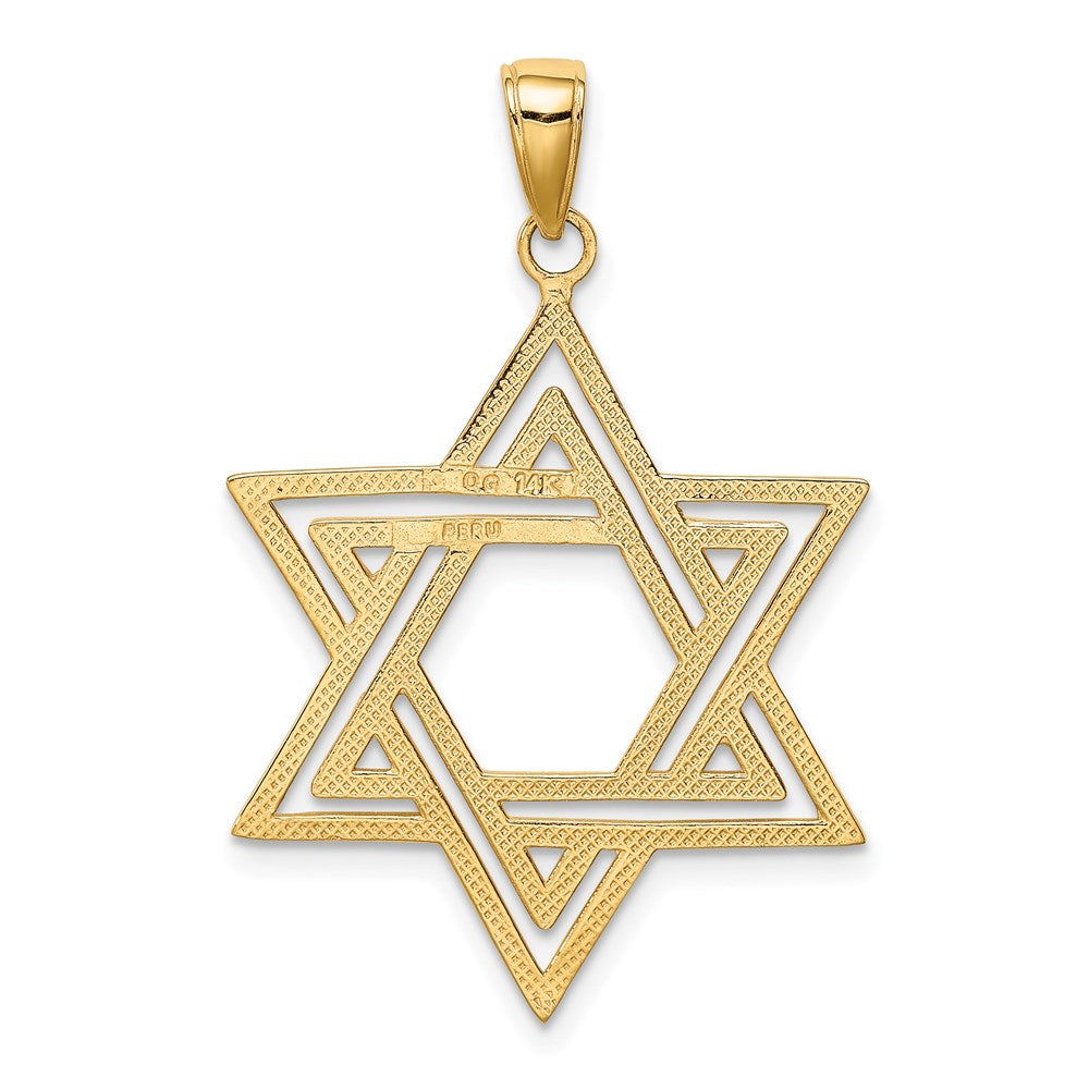 14k Solid Polished Star of David Charm