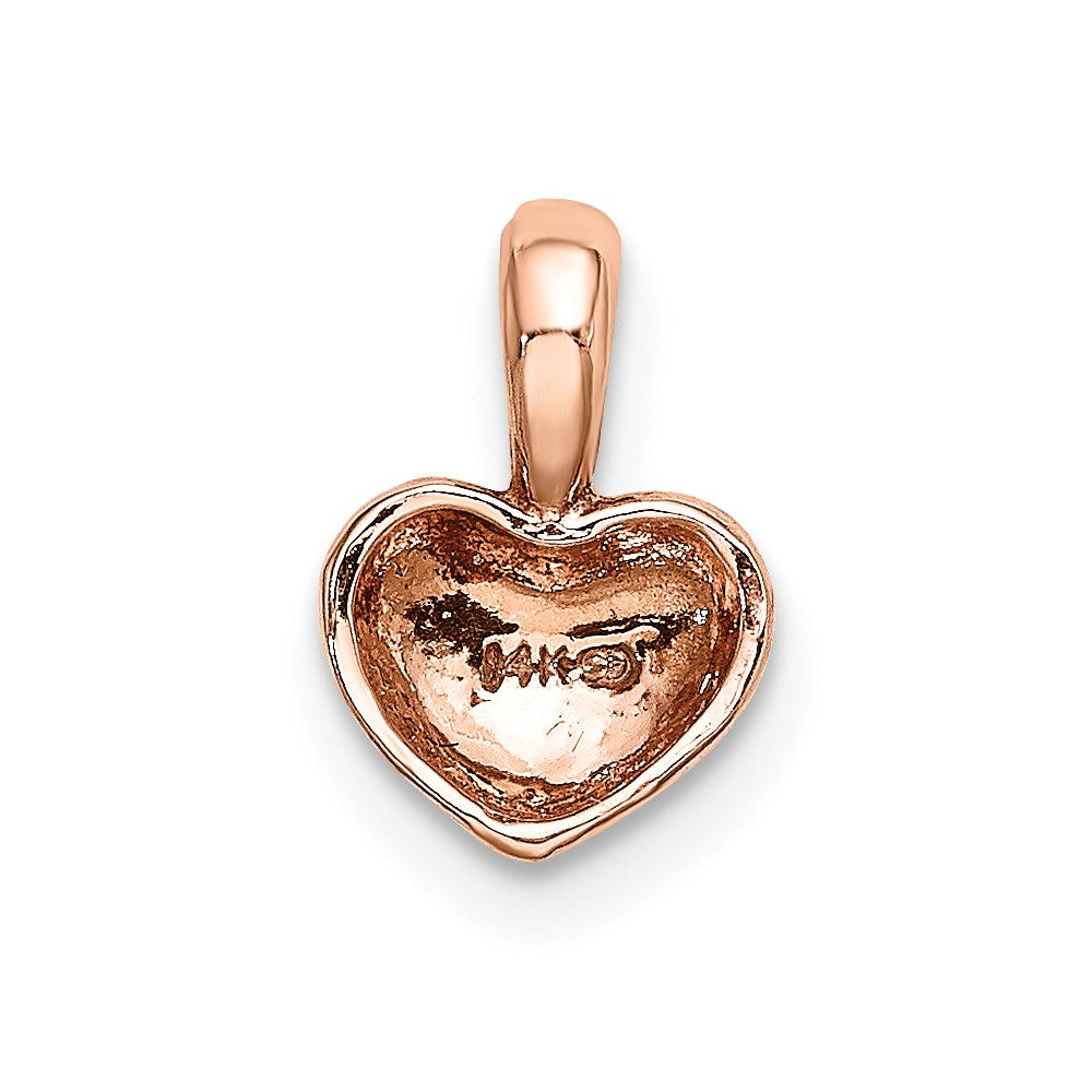 14K Rose Polished Domed Heart Charm