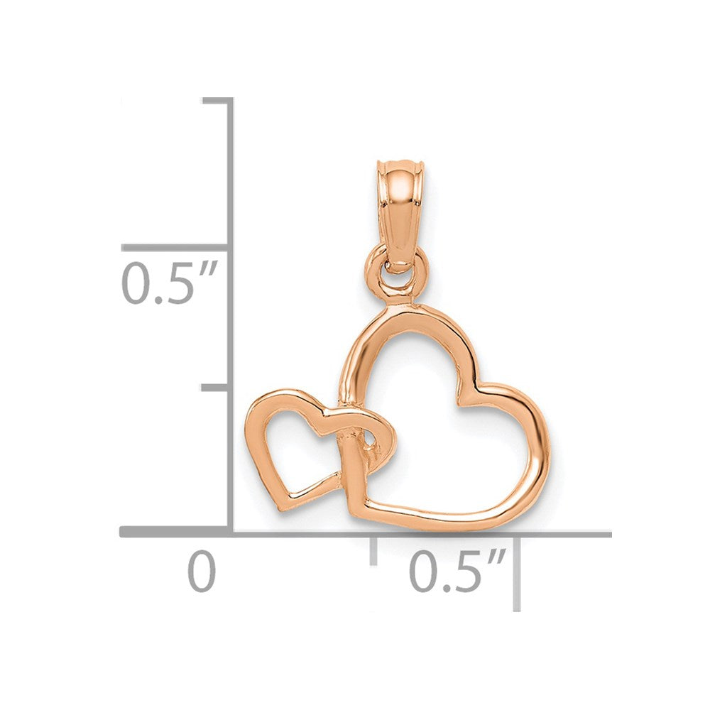14K Rose Polished Intertwined Double Heart Pendant