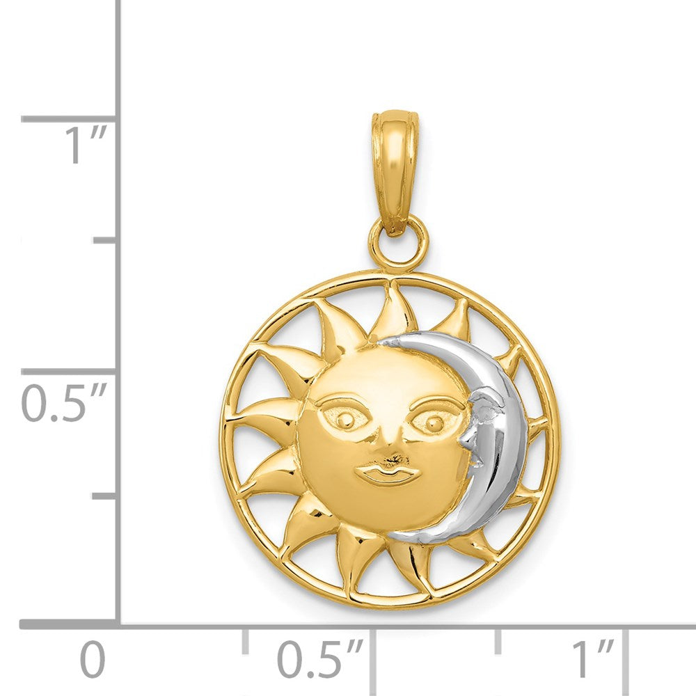 14k and Rhodium Sun and Moon Charm