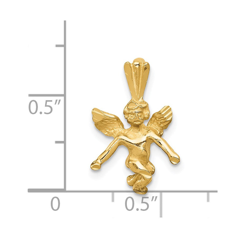 14k 3D Satin and Diamond-Cut Angel Charm