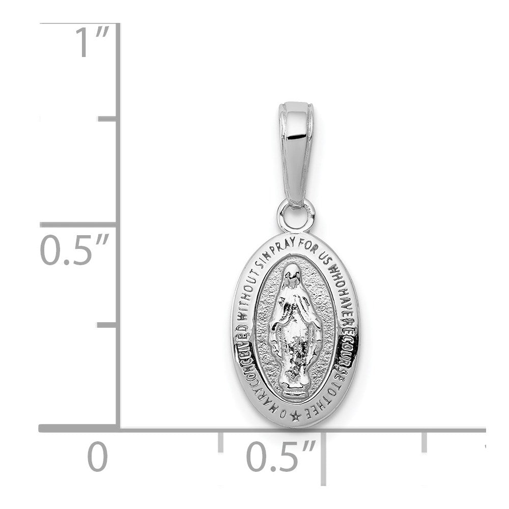 14k White Gold Miraculous Medal Charm