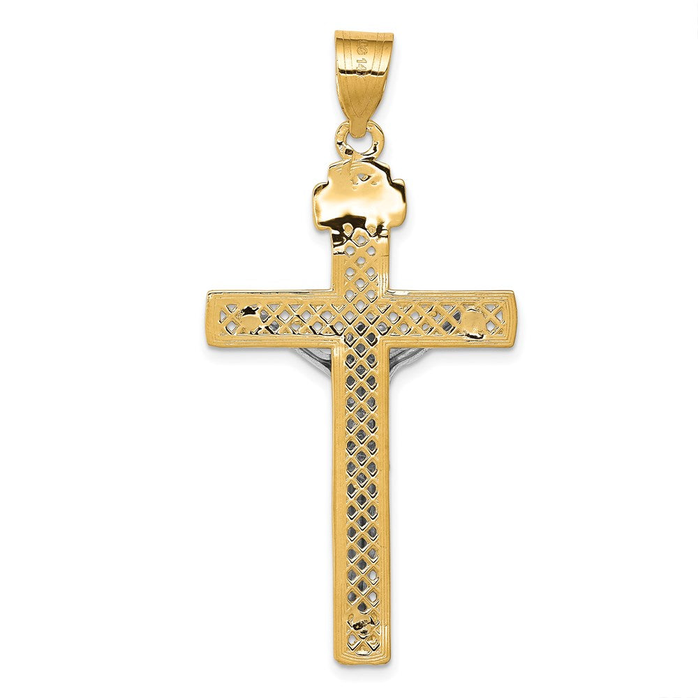14k Two-tone INRI Crucifix Pendant