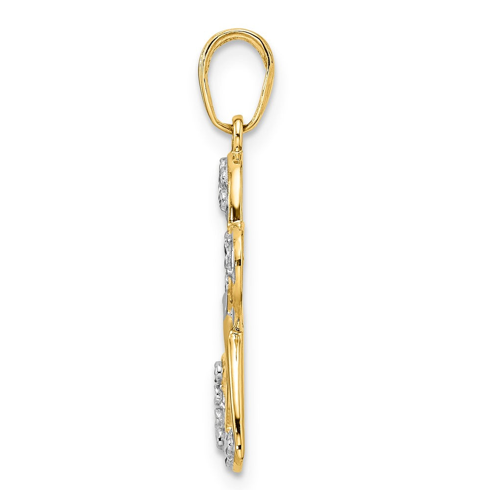 14k and White Rhodium Diamond-cut Dragonfly Pendant