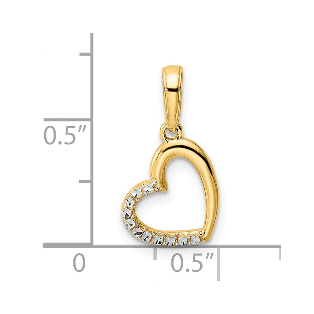 14k and White Rhodium Diamond-cut Heart Pendant