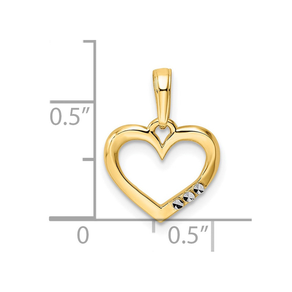 14k and White Rhodium Diamond-cut Heart Pendant
