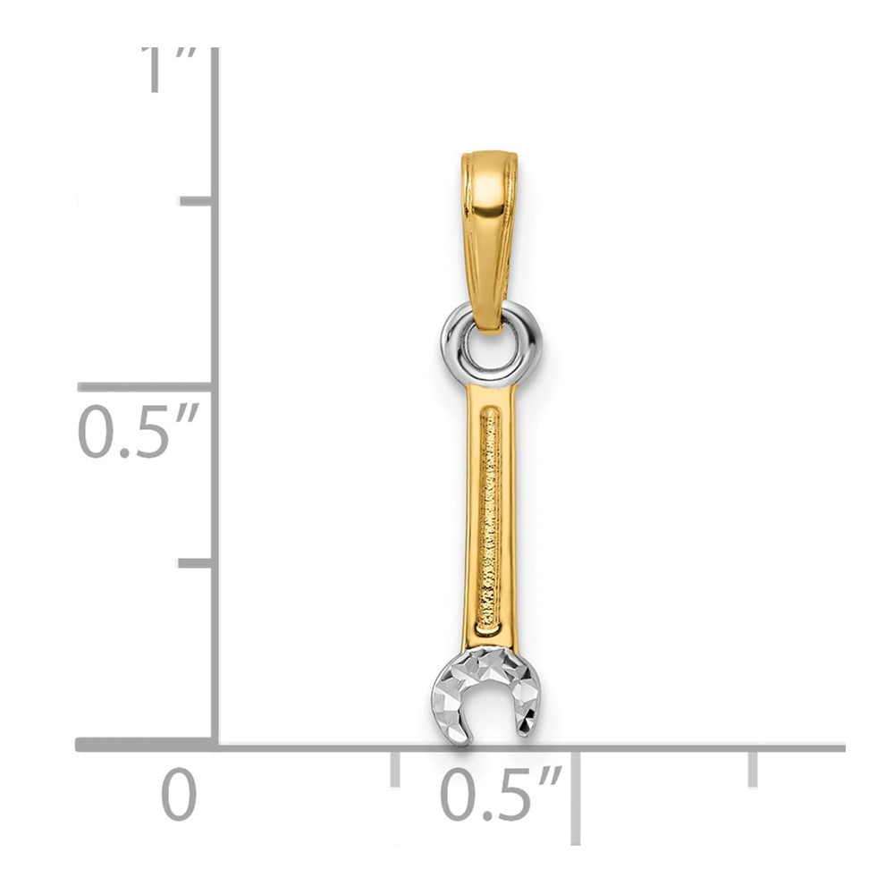 14k and White Rhodium D/C Wrench Pendant