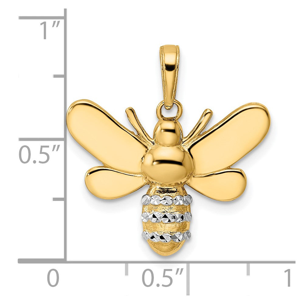 14k and White Rhodium Diamond-cut Bumblebee Pendant
