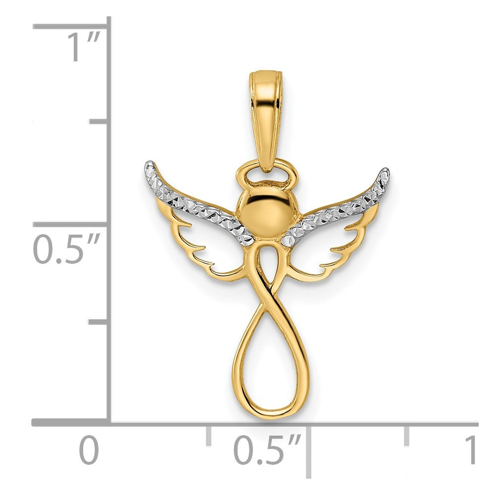 14K w/White Rhodium D/C Infinity Angel Pendant