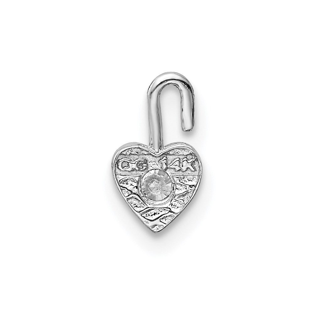 14k White Gold April Synthetic Birthstone Heart Charm