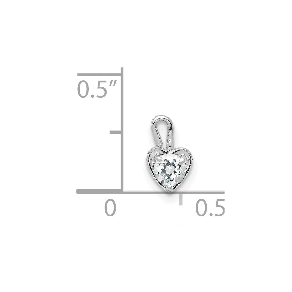 14k White Gold April Synthetic Birthstone Heart Charm
