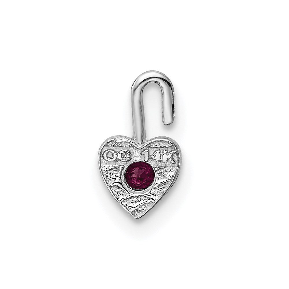 14k White Gold July Synthetic Birthstone Heart Charm