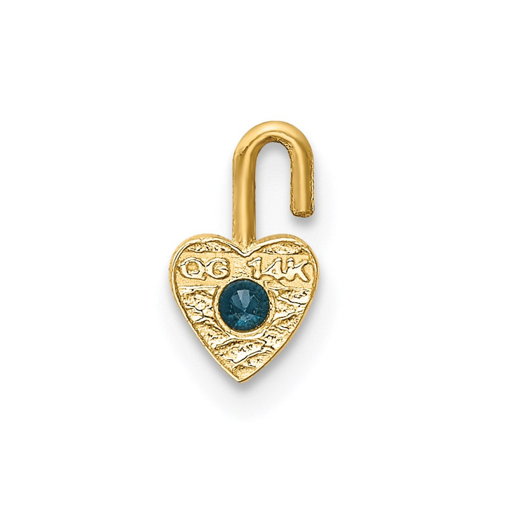 14ky December Synthetic Birthstone Heart Charm