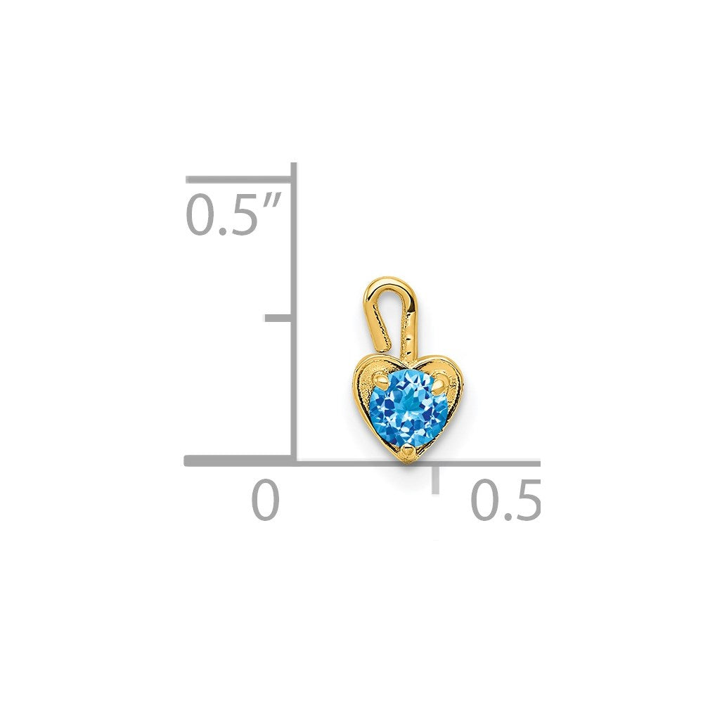 14ky December Synthetic Birthstone Heart Charm