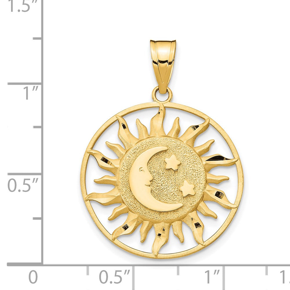 14k Diamond-cut Sun with Moon and Stars Charm