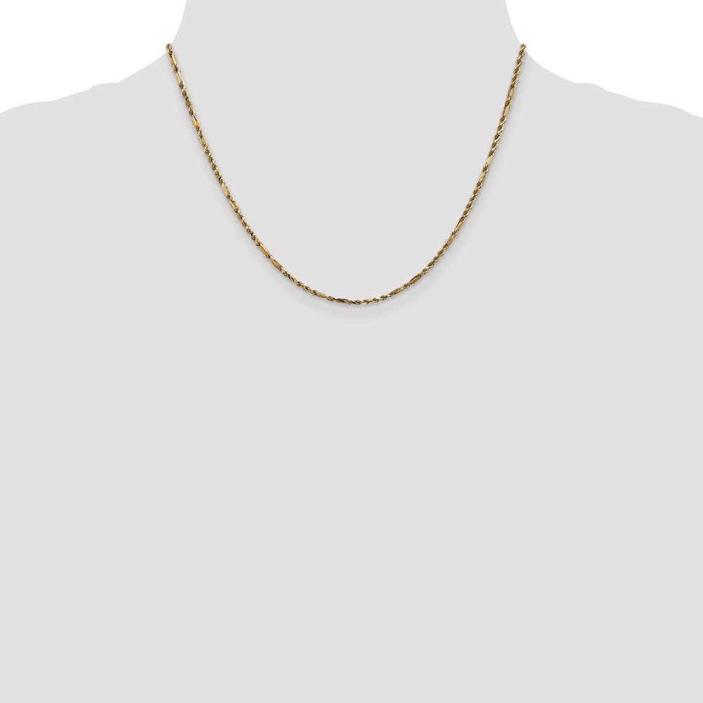 14K 18 inch 2.25mm Diamond-cut Milano Rope with Lobster Clasp Chain