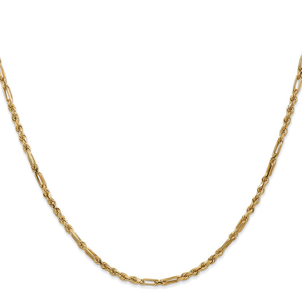 14K 16 inch 2.5mm Diamond-cut Milano Rope with Lobster Clasp Chain