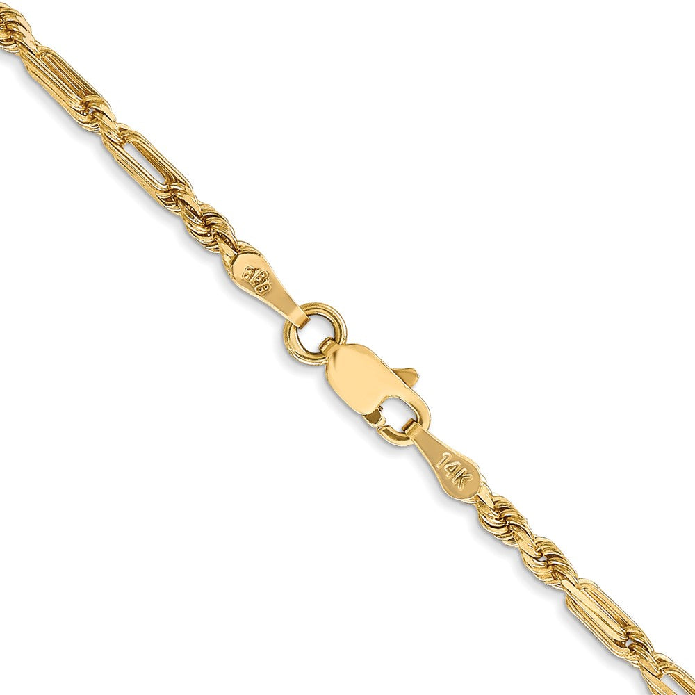 14K 16 inch 2.5mm Diamond-cut Milano Rope with Lobster Clasp Chain
