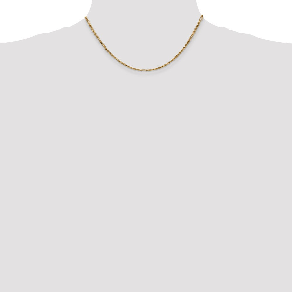 14K 16 inch 2.5mm Diamond-cut Milano Rope with Lobster Clasp Chain