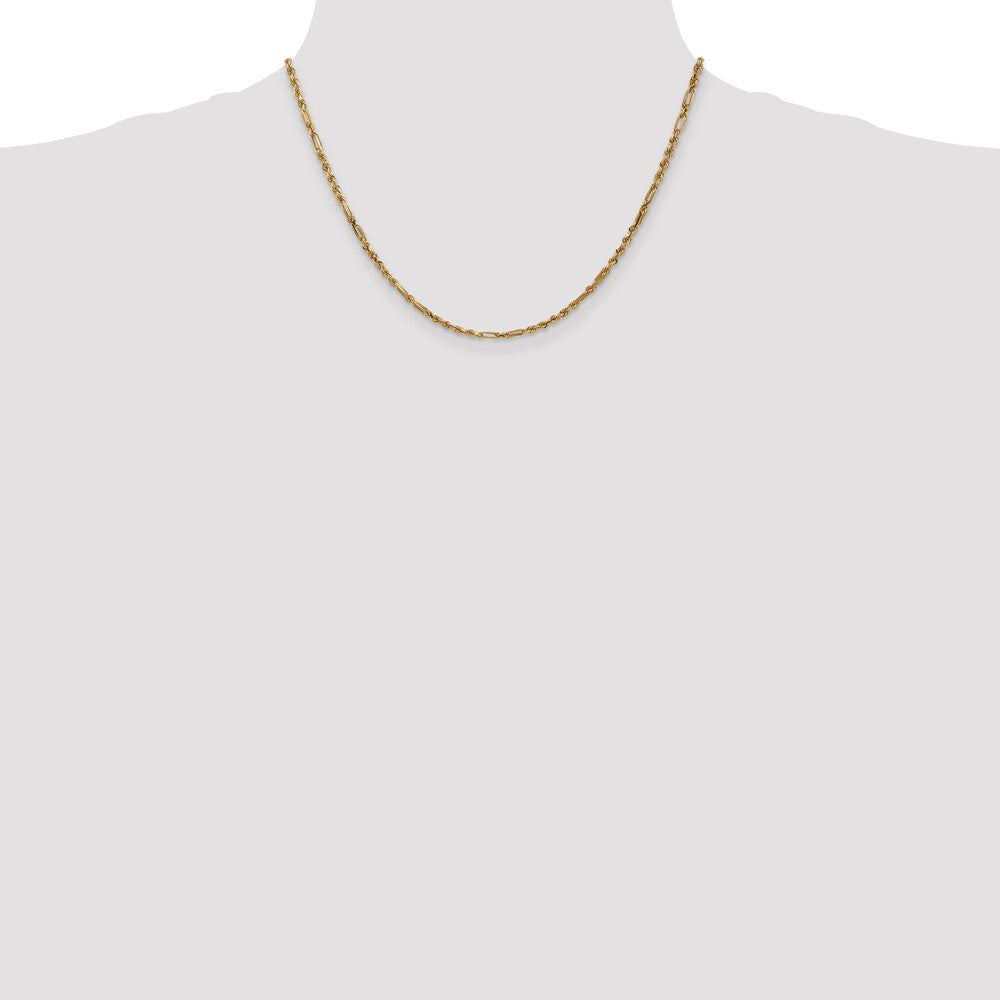 14K 18 inch 2.5mm Diamond-cut Milano Rope with Lobster Clasp Chain