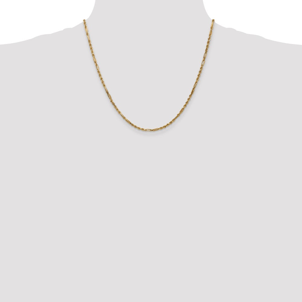 14K 20 inch 2.5mm Diamond-cut Milano Rope with Lobster Clasp Chain
