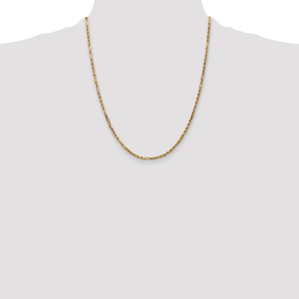 14K 22 inch 2.5mm Diamond-cut Milano Rope with Lobster Clasp Chain