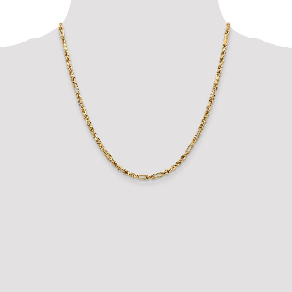 14K 20 inch 3mm Diamond-cut Milano Rope with Lobster Clasp Chain