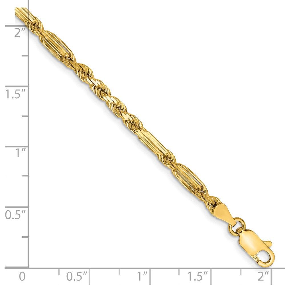 14K 7 inch 3mm Diamond-cut Milano Rope with Lobster Clasp Chain