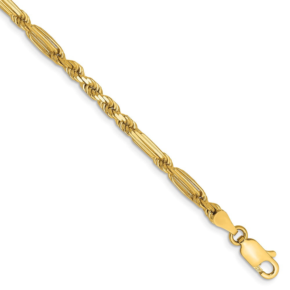 14K 7 inch 3mm Diamond-cut Milano Rope with Lobster Clasp Chain