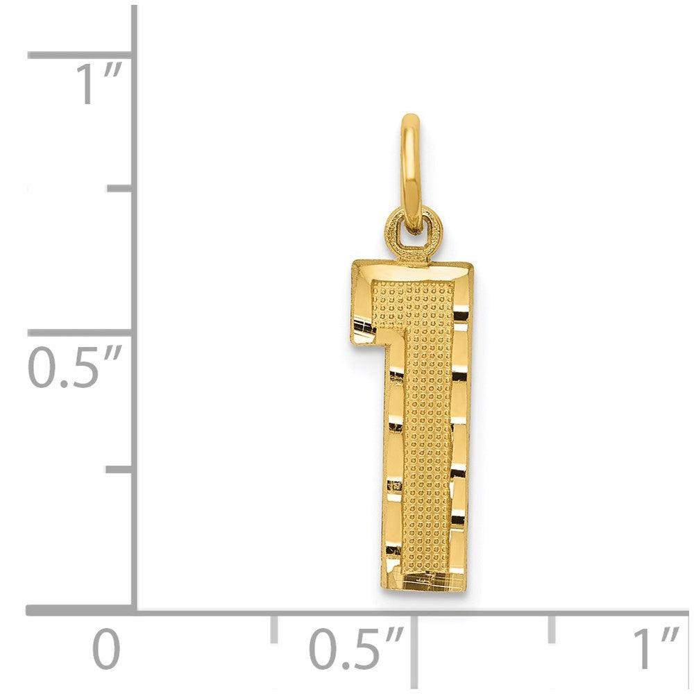 14k Medium Diamond-cut Number 1 Charm
