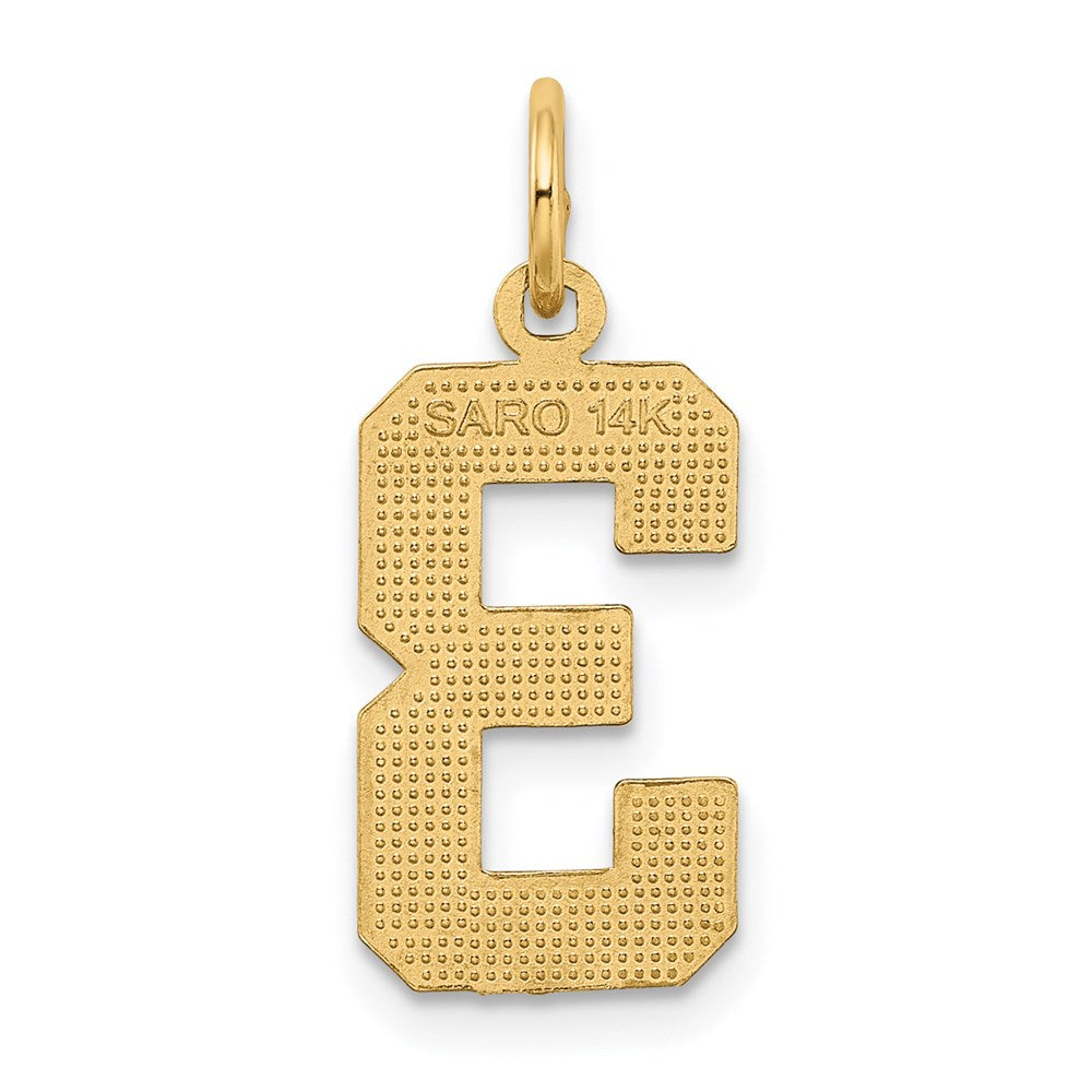 14k Medium Diamond-cut Number 3 Charm