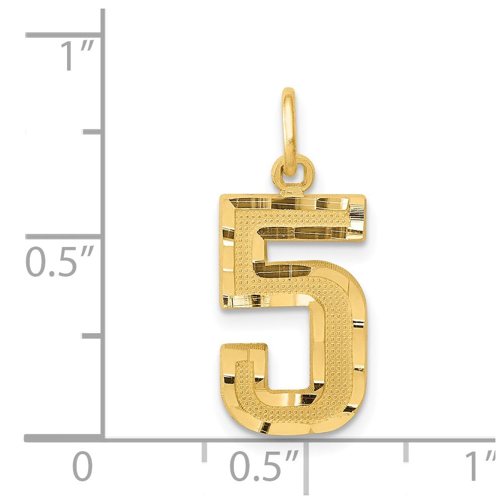 14k Medium Diamond-cut Number 5 Charm