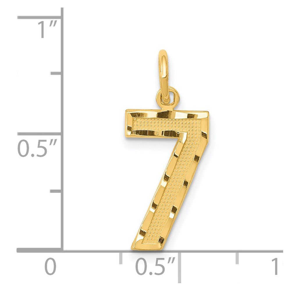 14k Medium Diamond-cut Number 7 Charm
