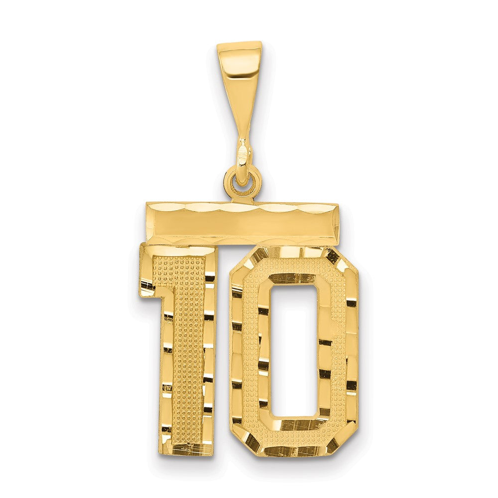 14k Medium Diamond-cut Number 10 Charm