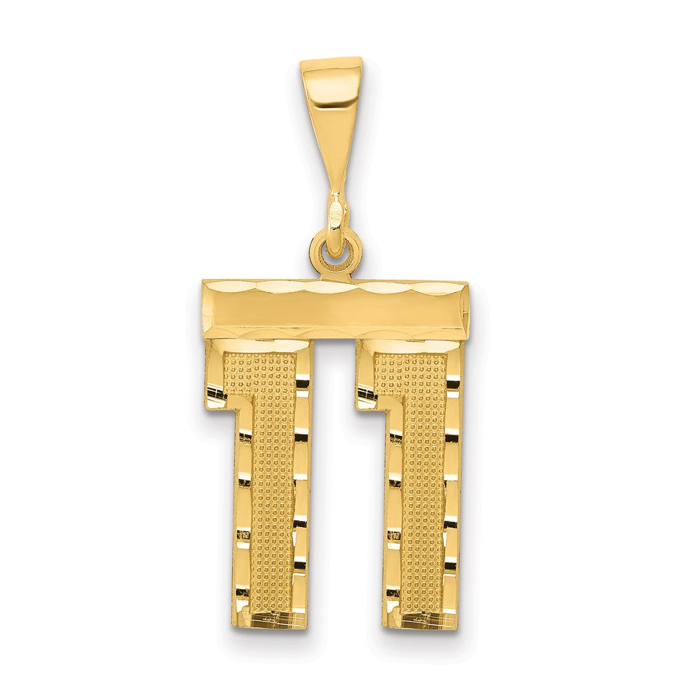 14k Medium Diamond-cut Number 11 Charm